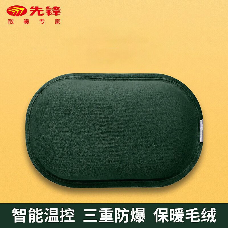 先鋒國標毛絨小太陽(yáng)暖手寶 家用辦公室宿舍暖手袋 高效充電持久保溫取暖寶熱水袋 YY-5002 毛絨圓形綠