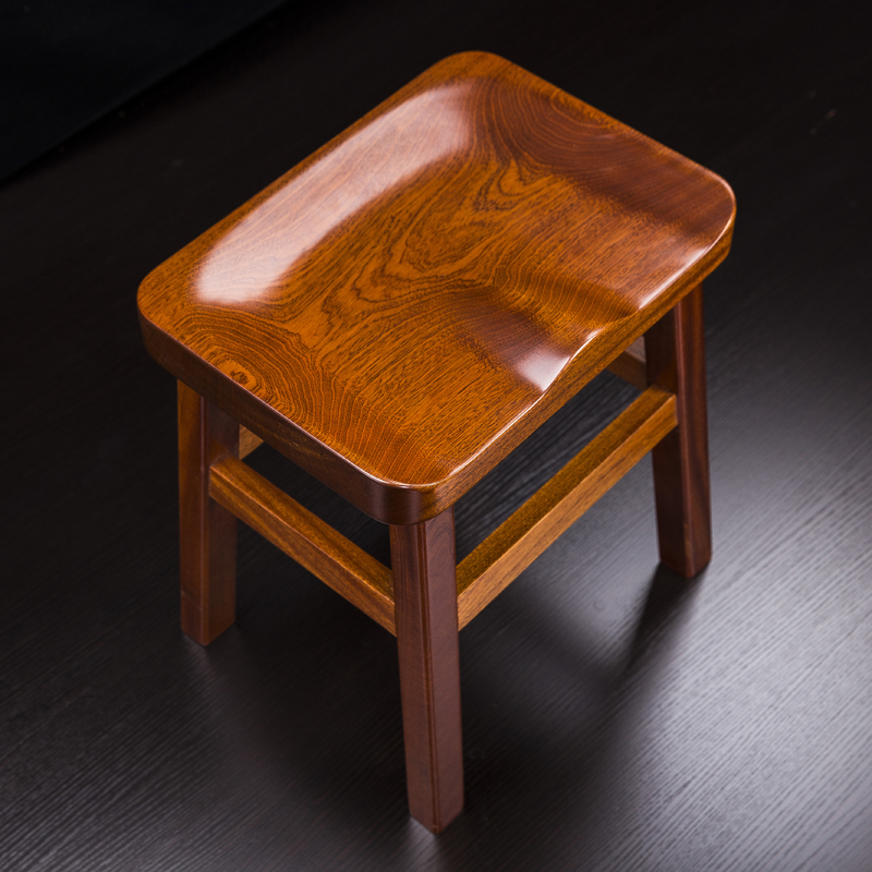 墨空 实木方凳凳子功夫茶桌椅组合配套木凳现代中式茶桌椅琴凳餐凳原木刚花整板木凳 刚花整板方凳35*26*40cm