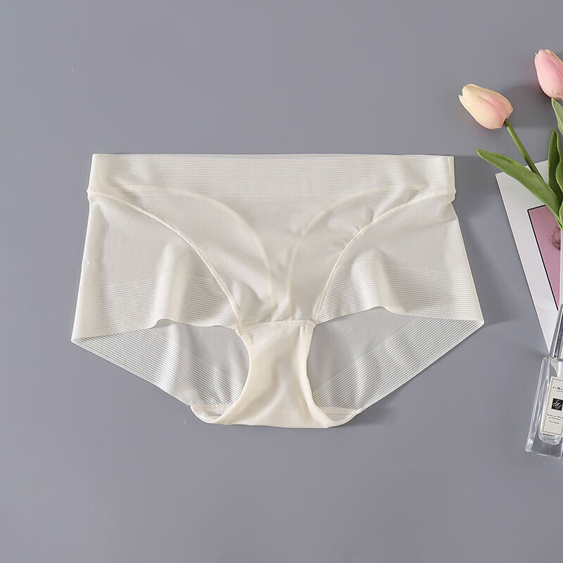 无痕包臀真丝内裤桑蚕丝裆部舒适平角裤中腰透气收腹提臀三角 白色 m