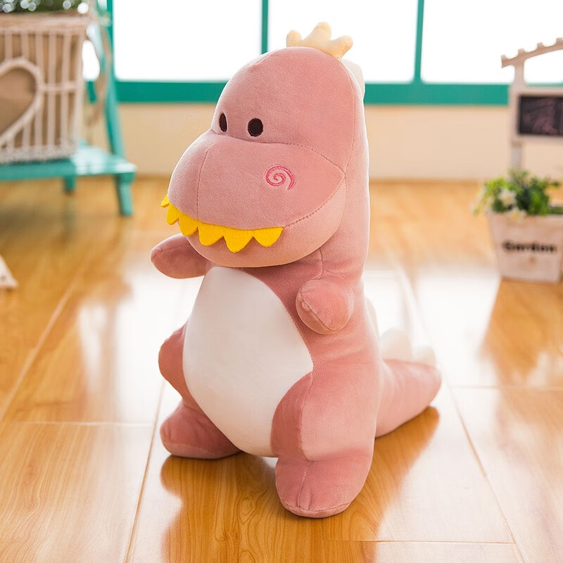 生日礼物】可爱小恐龙公仔抱枕毛绒玩具布娃娃床上陪睡布偶儿童 粉色