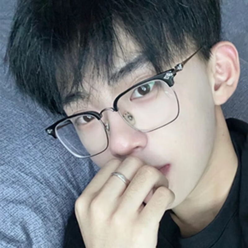 线黑银斯文半框理工男眼镜大脸显瘦学生可配度数 黑银框 左右眼300度