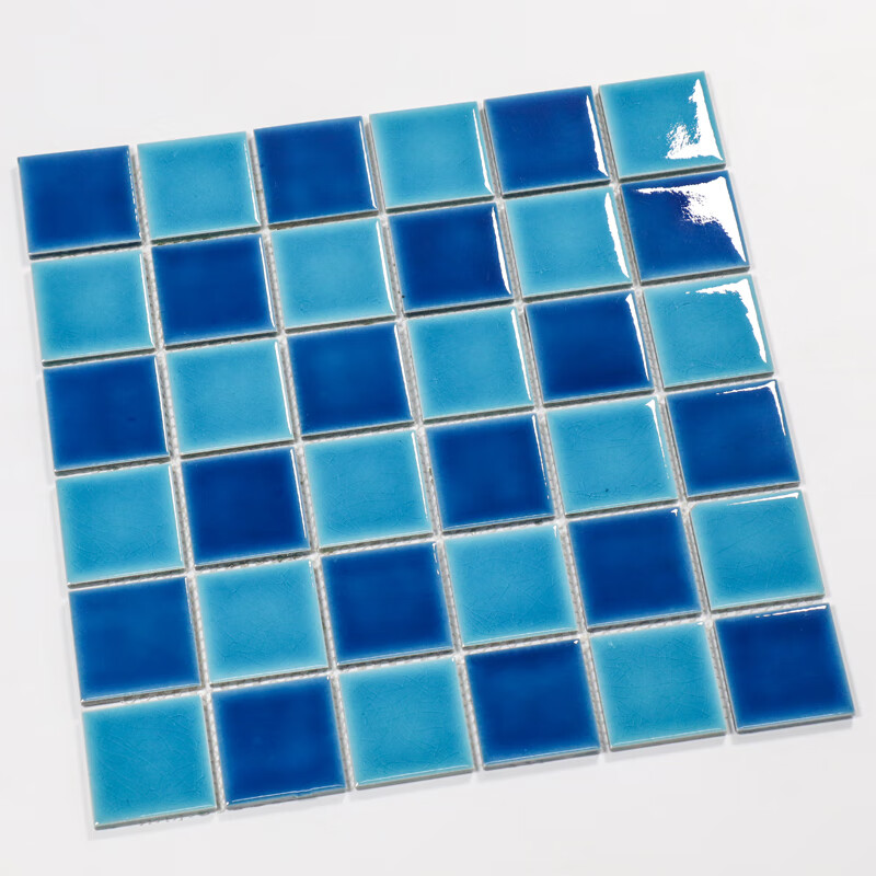 游泳池马赛克全瓷瓷砖民宿网红冰裂陶瓷水池观景池防滑地砖 湖蓝色 中