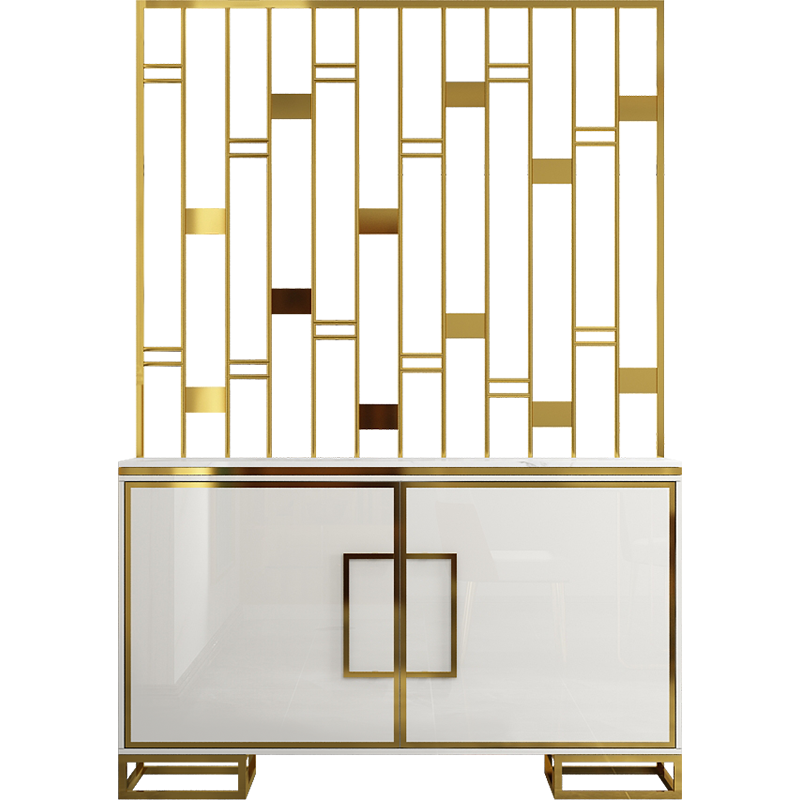 凯帝格 轻奢客厅屏风柜入户玄关柜隔断鞋柜进门间厅柜 现代简约 白色(大理石台面) 1.0米柜子+屏风