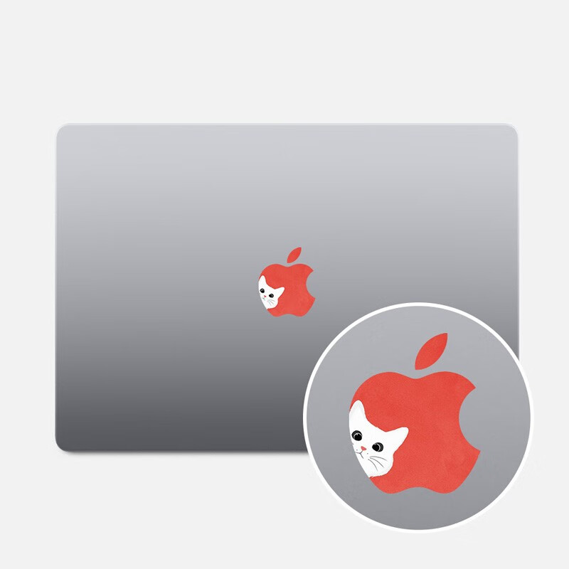 SkinAT电脑Pro14/16 M5创意Logo 贴膜 苹果笔记本Air 13/15 logo保护贴 MacBook Neo配件 是小猫咪 Pro 13 M2/M1, A2338/A2289