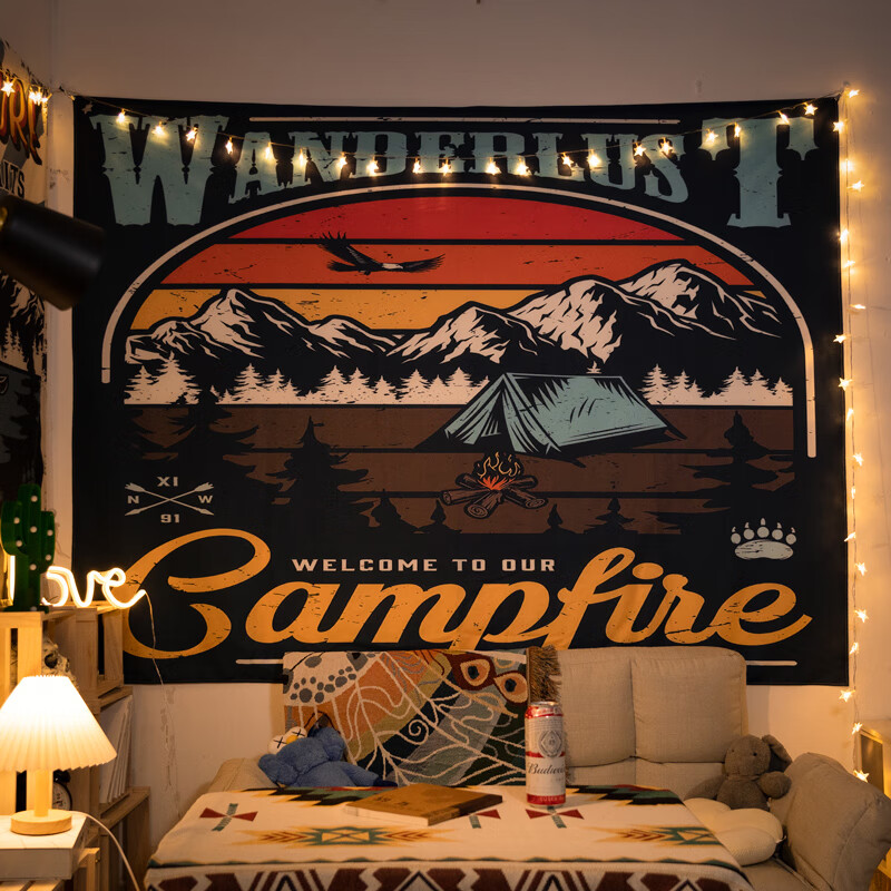 banyunbao卡通复古背景布挂毯布ins卧室房间床头装饰宿舍改造墙面挂布