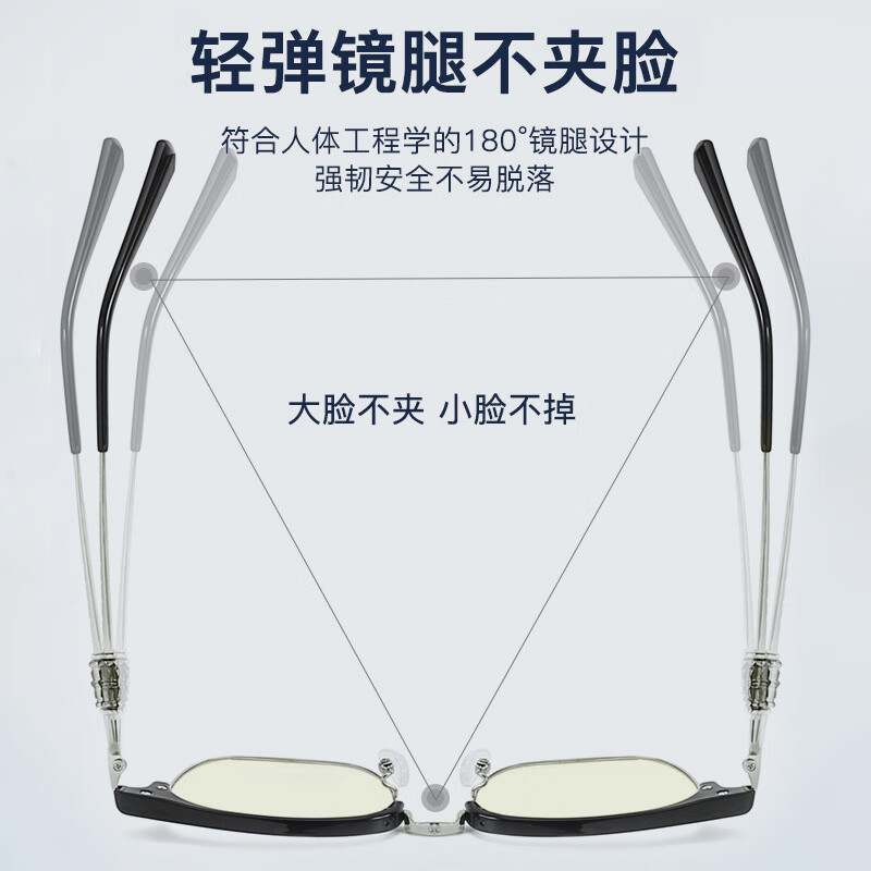 镜呗防蓝光眼镜男士专用近视眼镜可配度数镜片电脑手机办公护目抗疲劳 透明灰【商务休闲风】 依视路万新1.74防蓝光300-1500°镜片【透明镜片】