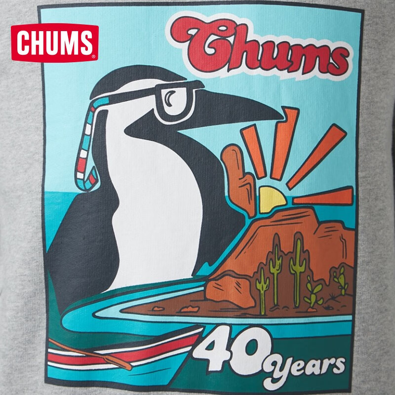 CHUMS洽洽鸟40周年户外秋冬加厚保暖时尚运动休闲卫衣帽衫CH00-1410 灰色G005 M