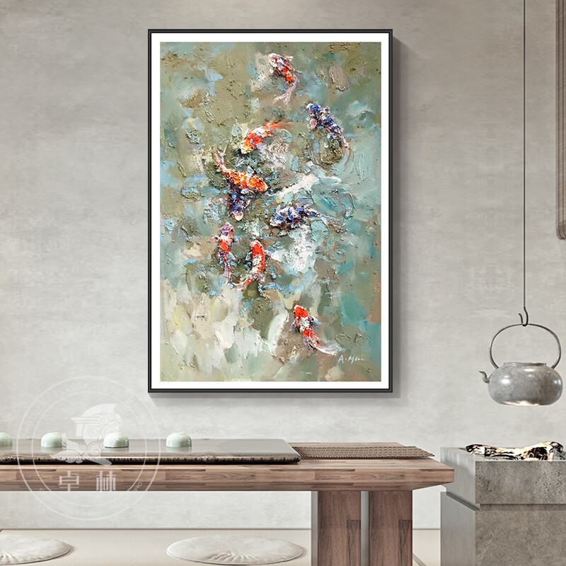 背景挂画玄关过道挂画 科尔雅黑框 50*80_手绘油画【签约画师手工绘