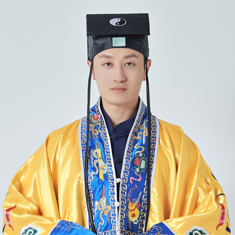 道教法衣 道士服装道袍八卦衣武当道法帽道巾法衣道帽三清巾巾 黑色布