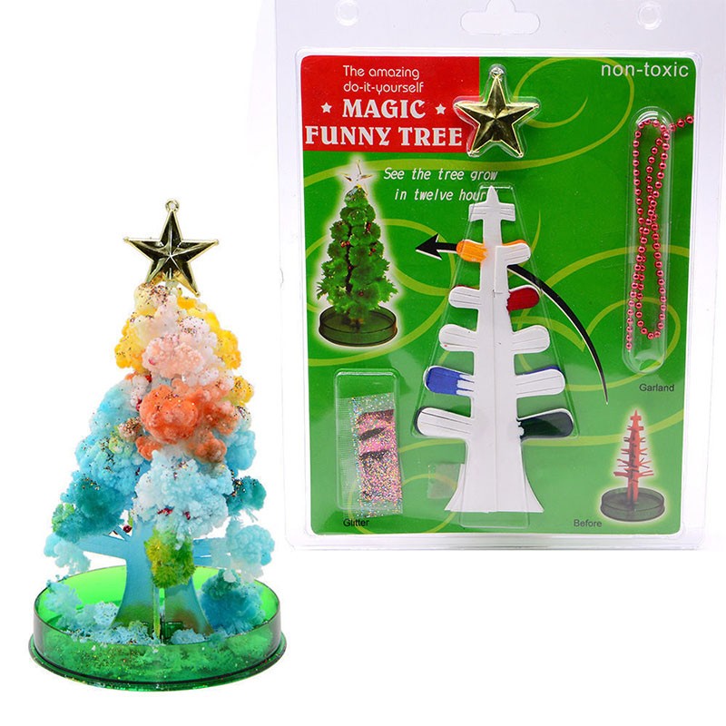 COZOK 抖音同款魔法圣诞树圣诞节装饰纸树开花浇水七彩许愿树圣诞节玩具 七彩圣诞树