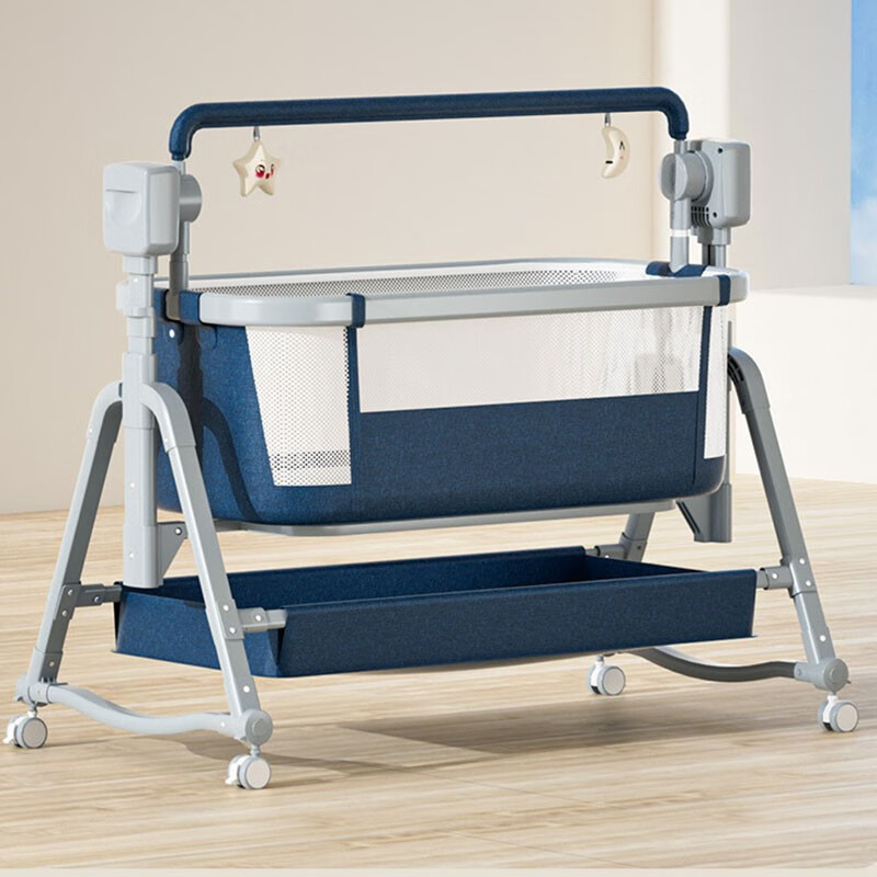 小有童婴儿电动摇摇床移动拼接床边床可升降防吐奶宝宝床可折叠婴儿