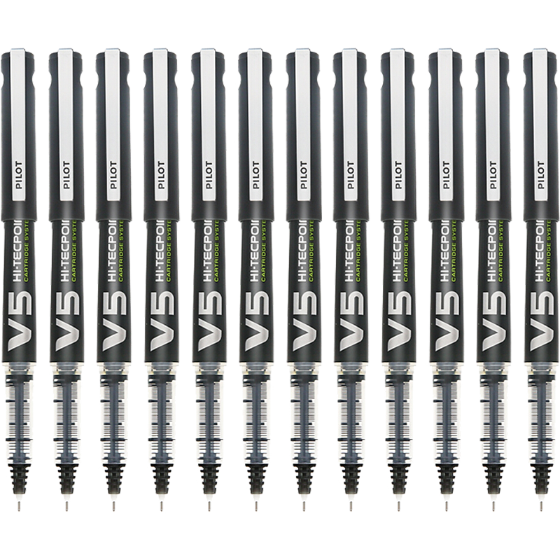 百樂（PILOT）BXC-V5直液式走珠筆中性水筆針管簽字筆 V5升級版可換墨膽  黑色 0.5mm 12支裝