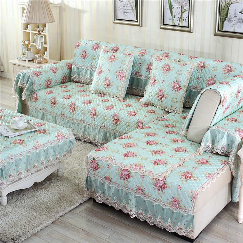 娜代尔 沙发垫三件套123沙发坐垫套装3条装沙发套罩 提花春色浪漫墨绿