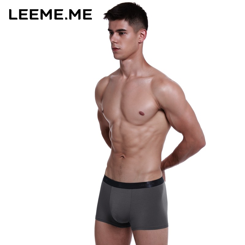 LEEME.ME 粒米男士内裤男莫代尔平角裤抗菌弹力透气四角裤3条装 巅峰黑+深海蓝+ 冷酷灰 XXL(185/92)