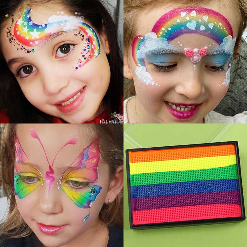 昂沐儿童彩绘面部速干水溶性人体颜料脸部化妆舞台表演妆模板工具套装