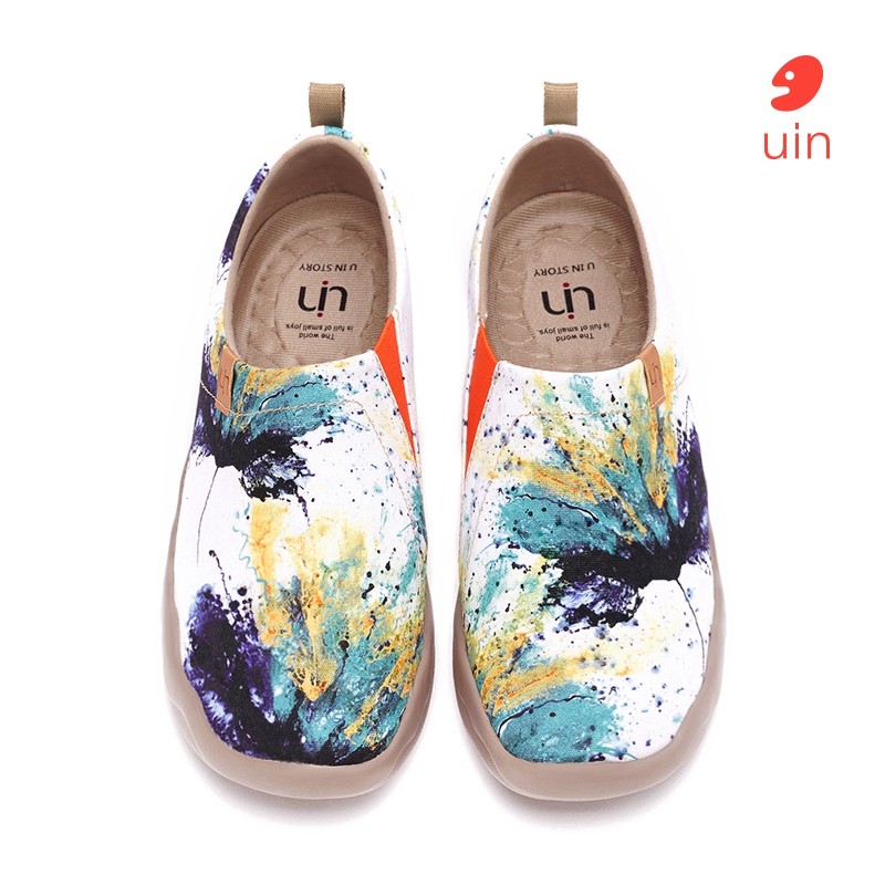 u·in彩绘旅行鞋托莱多1休闲女鞋一脚蹬帆布透气花卉涂鸦鞋旅游健步鞋