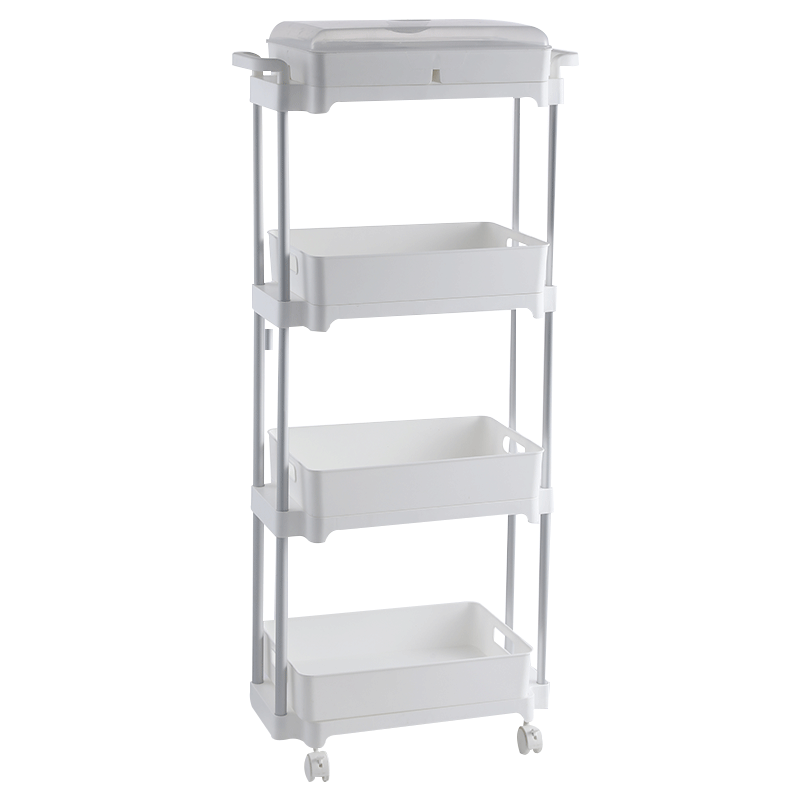 好尔置物架子厨房客厅卧室卫生间多功能加厚多层收纳架落地式塑料架子浴室储物收纳置物架特大号四层白色