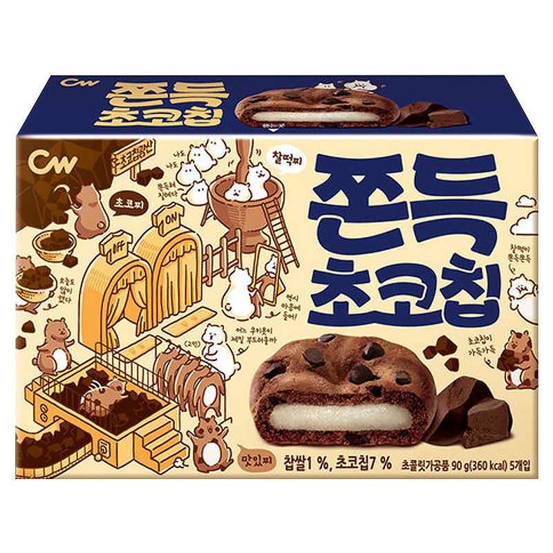 韩国进口零食CW青佑巧克力味打糕派办公室零食麻薯软糯小吃糕点90g