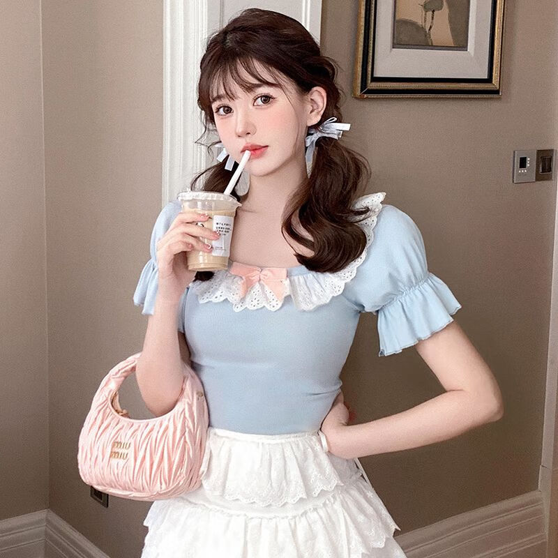 伊渊浅辣妹女生紧身露腰短袖t恤夏季新款纯欲风修身显瘦百搭少女感女