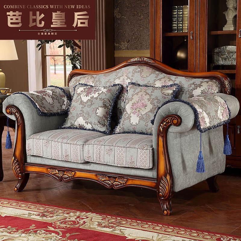 芭比皇后 欧式布艺沙发单人双人三人小户型卧室贵妃椅 单人位