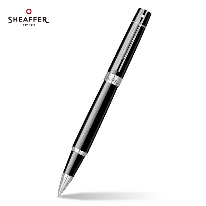 犀飞利（Sheaffer）宝珠笔 300系列商务办公签字笔 生日礼物书法练字签名笔 黑珐琅白夹