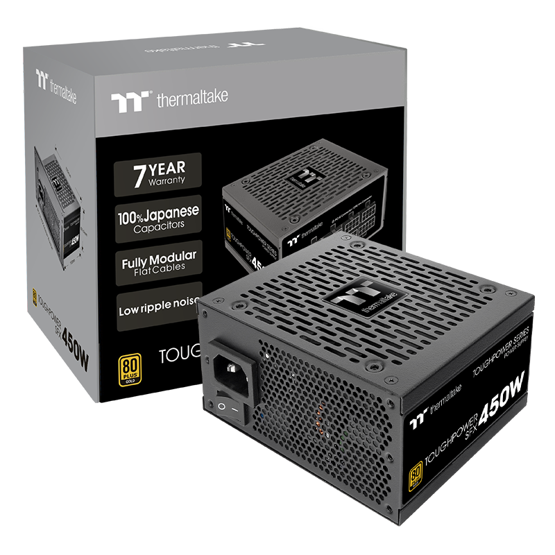 Tt（Thermaltake）额定450W 钢影Toughpower SFX 电脑电源（80PLUS金牌/全模组/全日系电容/附ATX转接架）100024708312