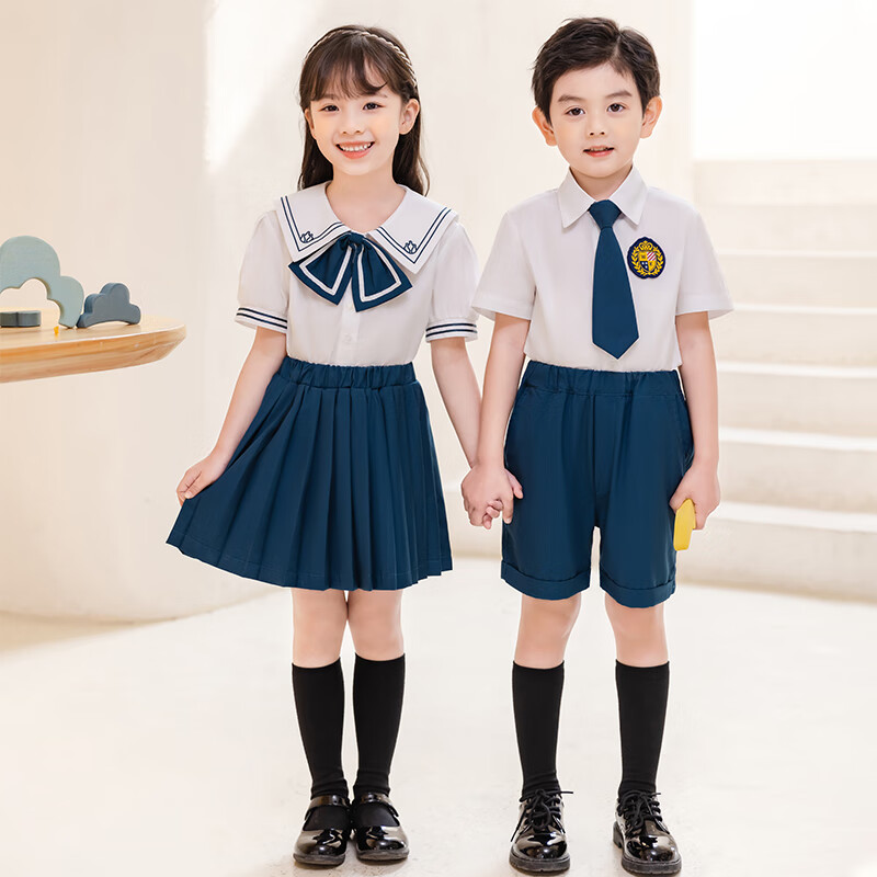 刘潮布女装幼儿园园服夏装儿童班服小学生校服短袖套装运动学院风表演