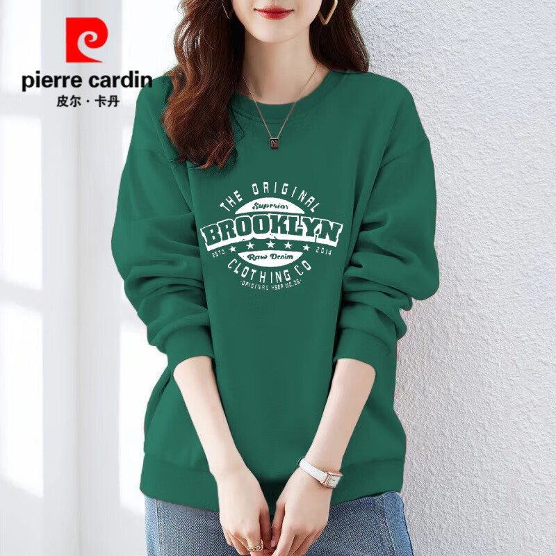 纯棉卫衣女韩版显瘦上衣宽松大d码洋气女装上衣 绿色【brooklyn字母】