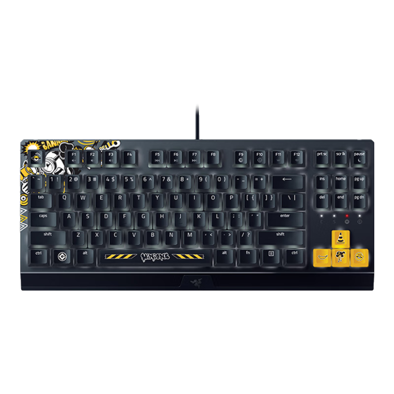 RAZER 雷蛇 黑寡妇蜘蛛X 竞技版 小黄人联名款 87键 有线机械键盘 黑色 雷蛇绿轴 单光