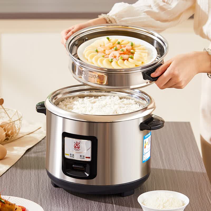 三角牌(Triangle)电饭锅家用304/316L不锈钢内胆电饭煲1-2-6升3-8人用无涂层带蒸笼老式大容量 5升 加厚304不锈钢内胆【0涂层】 5L