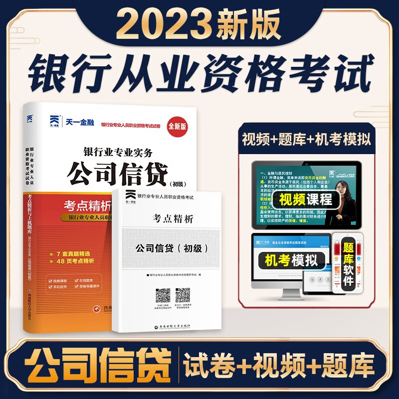 天一金融 2023银行从业初级考试用书 银行业职业资格考试 送视频在线题库 银行从业资格考试（初级） 银从资格证考试用书 公司信贷（初级）真题试卷考点手册
