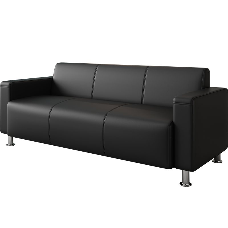 阔森(kuoson)办公沙发现代简约商务老板会客接待办公室沙发 黑色三人位