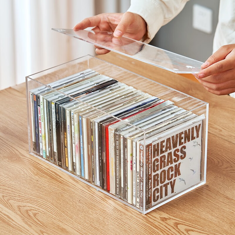 家の物语（KATEI STORY）日本亚克力家用dvd碟片cd盒子光盘收纳盒箱塑料专辑游戏碟储存架 高透明CD收纳盒带盖*2个装