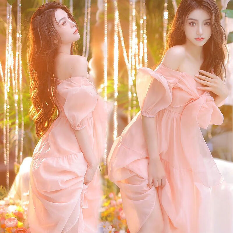 卡维妲新品情趣写真服个人写真服装女拍照主题唯美超仙粉色连衣裙小女