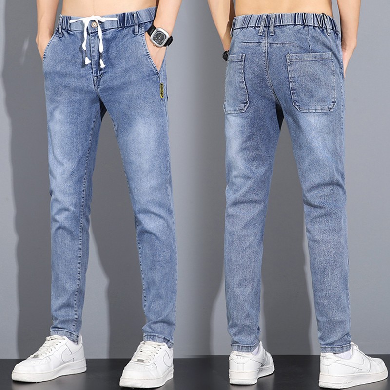 纯以纯男【两条装】 春秋季男士牛仔裤 微弹修身潮流小直筒休闲运动