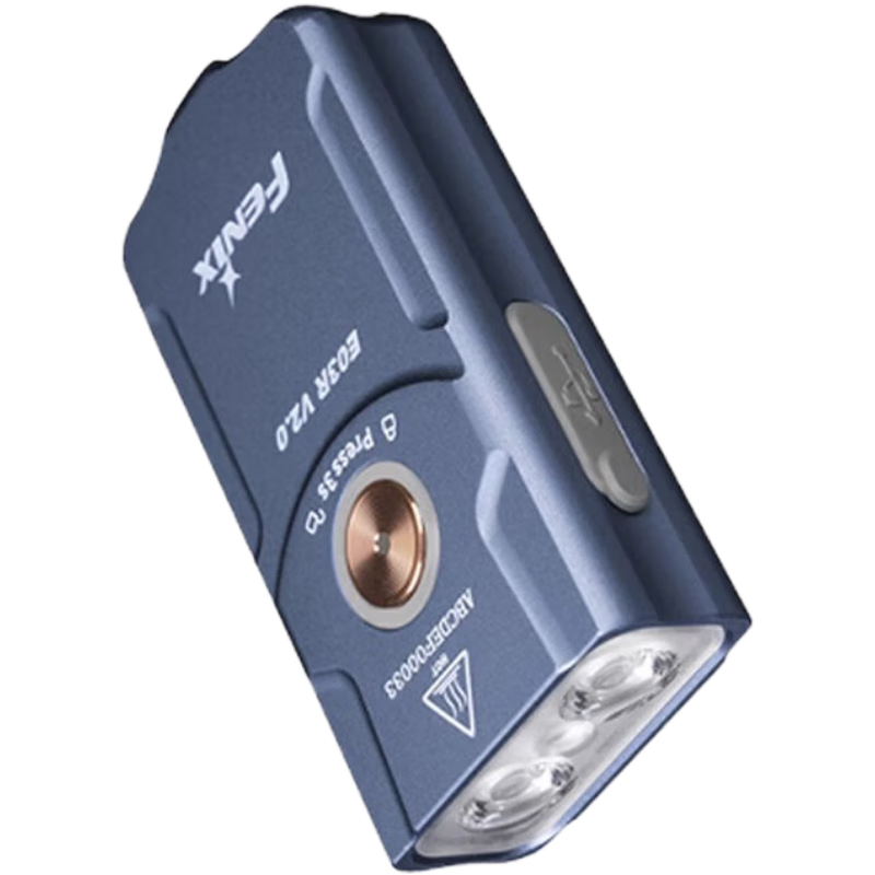 FENIX菲尼克斯鑰匙扣小手電防水EDC強光充電迷你手電筒 E03R-V2.0 藍灰色