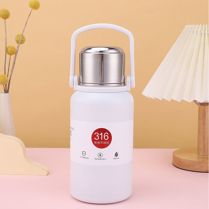 尚佳帮速立达316保温杯不锈钢大容量女士子学生闷带茶隔 白色 800ml【316不锈钢】弹盖滤网