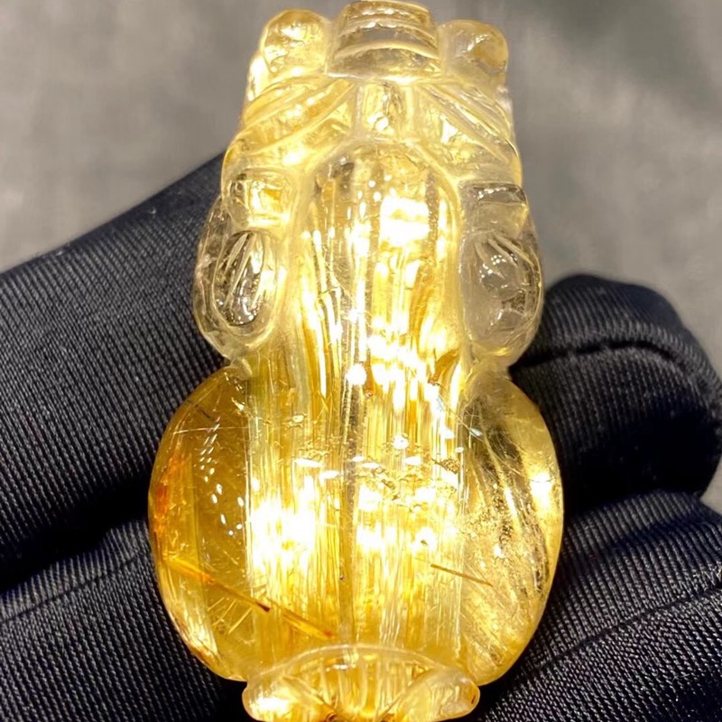 诺源珠宝 天然原石原矿钛晶精致雕刻貔貅吊坠项链男女款 板钛猫眼效应