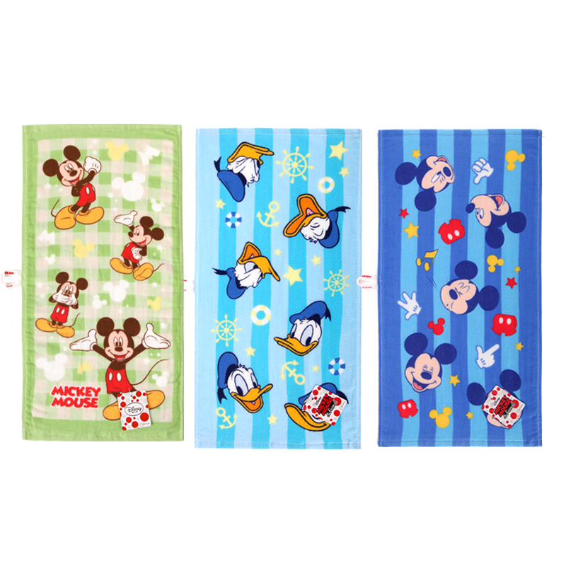 Disney 迪士尼 卡通棉质割绒儿童3条小毛巾柔软强吸水洗脸巾唐老鸭/黛西/米奇