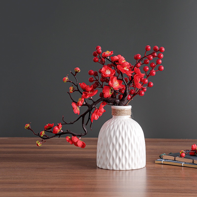 凉笙 中式仿真梅花套装盆景过年插花茶桌腊梅假花家居摆件书房装饰