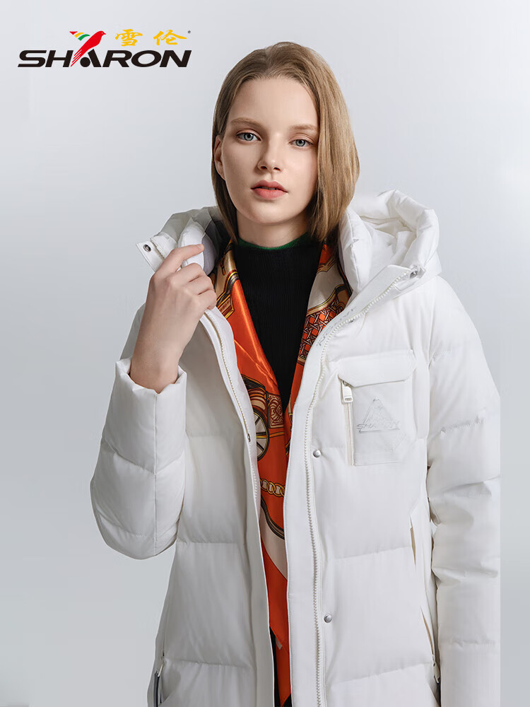 雪伦反季羽绒服女中长款连帽休闲百搭秋冬休闲通勤风 玄青黑 XL