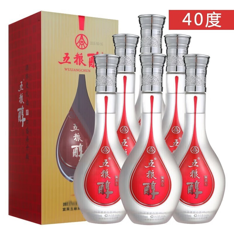 五粮液白酒 五粮液五粮醇系列 浓香型白酒礼盒粮食酿造口粮酒 送礼佳品 40度 500mL 6瓶 臻选6