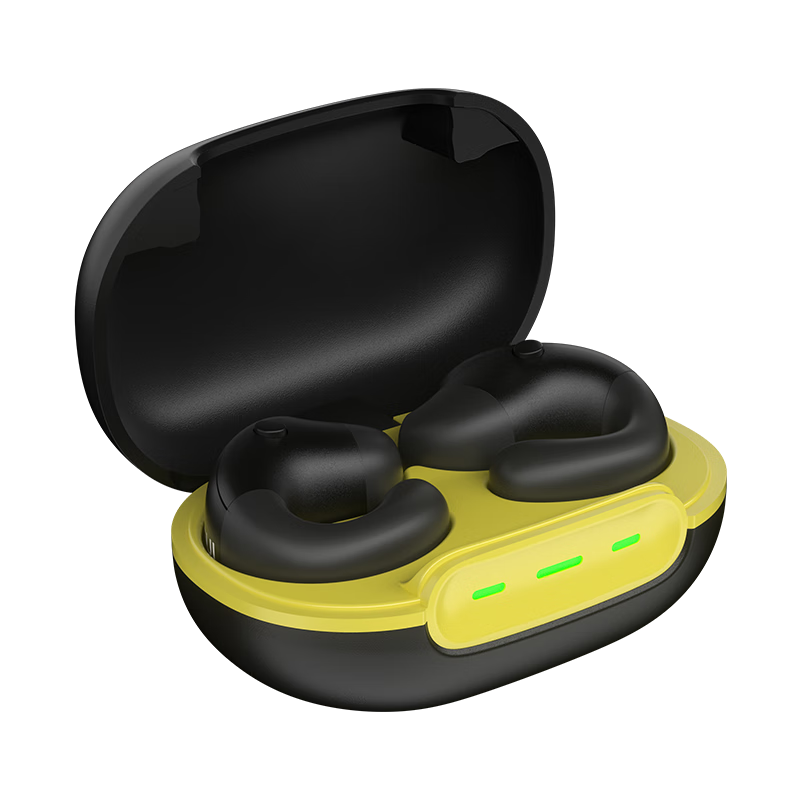 山水（SANSUI）TW80蓝牙耳机开放夹耳式运动无线耳机跑步听歌游戏不入耳骨传导概念耳机 黄色【夹耳设计+HIFI音质】