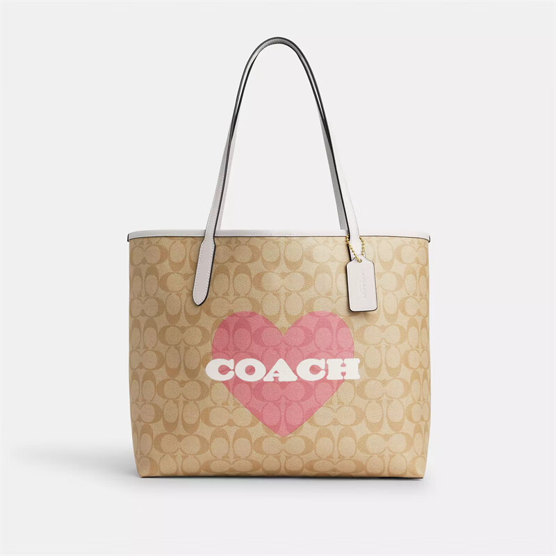 蔻驰(coach)女包city tote 24新款经典标志老花心形印花单肩斜挎包