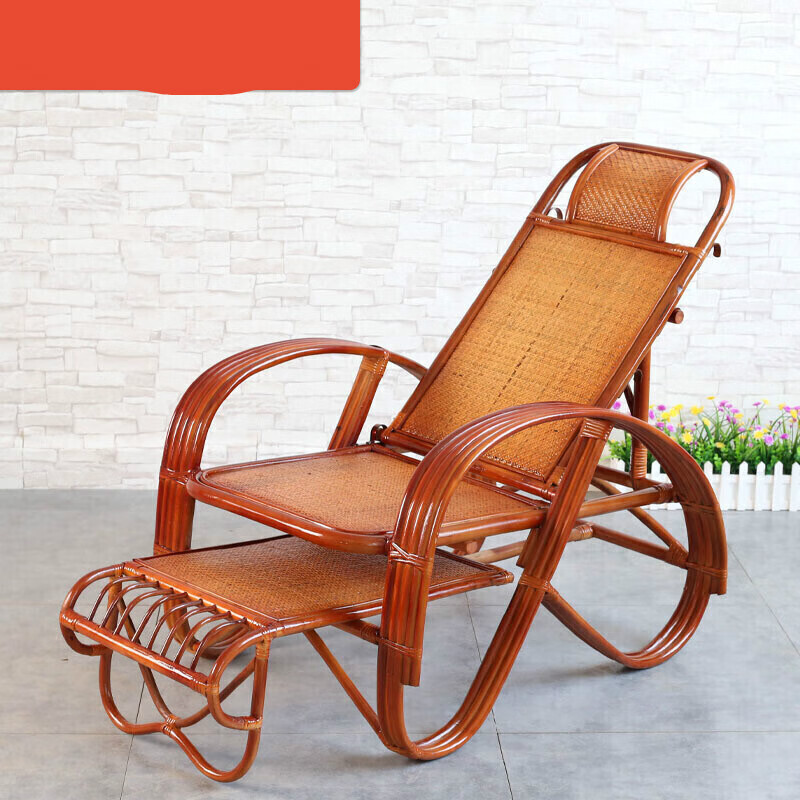 sivir天然真藤椅躺椅折叠椅夏天午睡椅老人休闲藤编高靠背可调节午休