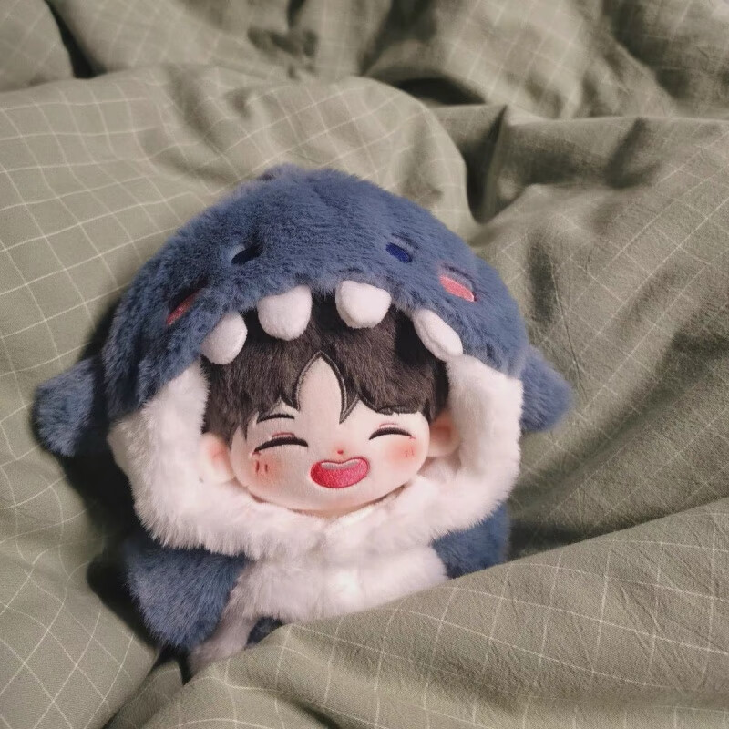 20cm娃衣棉花娃娃外套超萌睡衣人形 鲨鱼连帽衣 20cm(仅售娃衣不含娃)