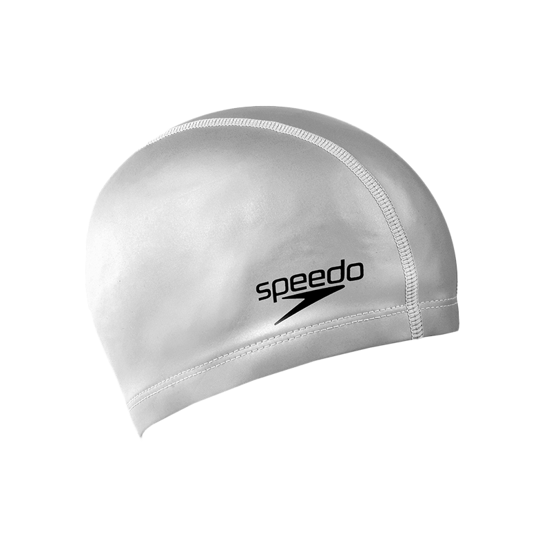 速比涛(speedo)经典纯色 硅胶涂层 泳帽 男女通用防水装备 银
