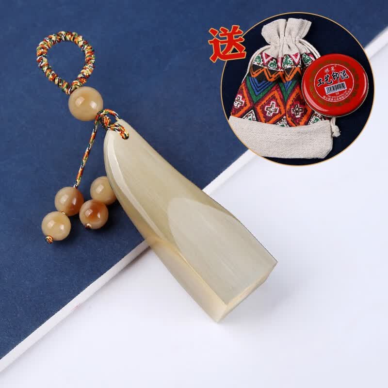 一刀印阁 刻章白牛角印章定刻名字姓名私章制作刻字个人闲章刻张签名章 白牛角尖(16X16)【备注定制内容】