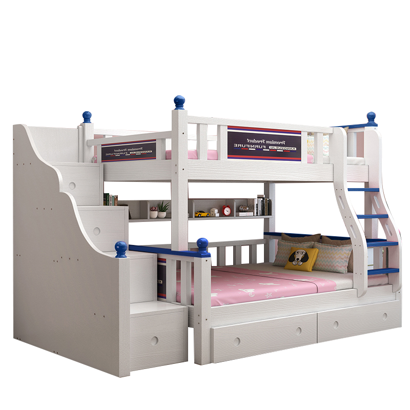 状元榜 包安装儿童床实木子母床上下铺高低床成人床多功能公主床上下床 双梯款 上铺宽130 下铺宽150