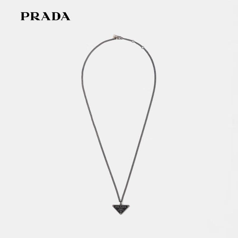 普拉达 22秋冬 男士 Prada Symbole 吊坠项链 2JC826-2DSP-F0002 黑色 TU 礼盒礼物送男友